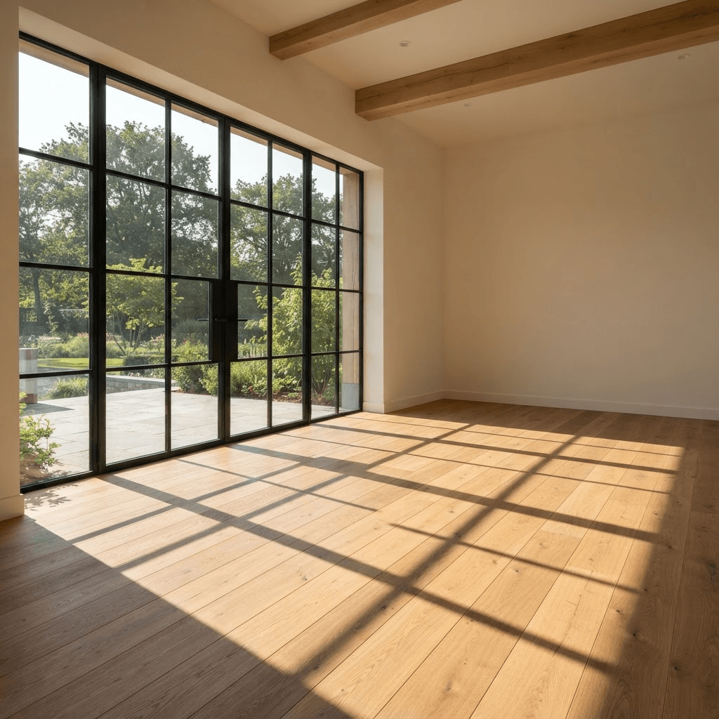 Living room concept showing new hardwood flooring
