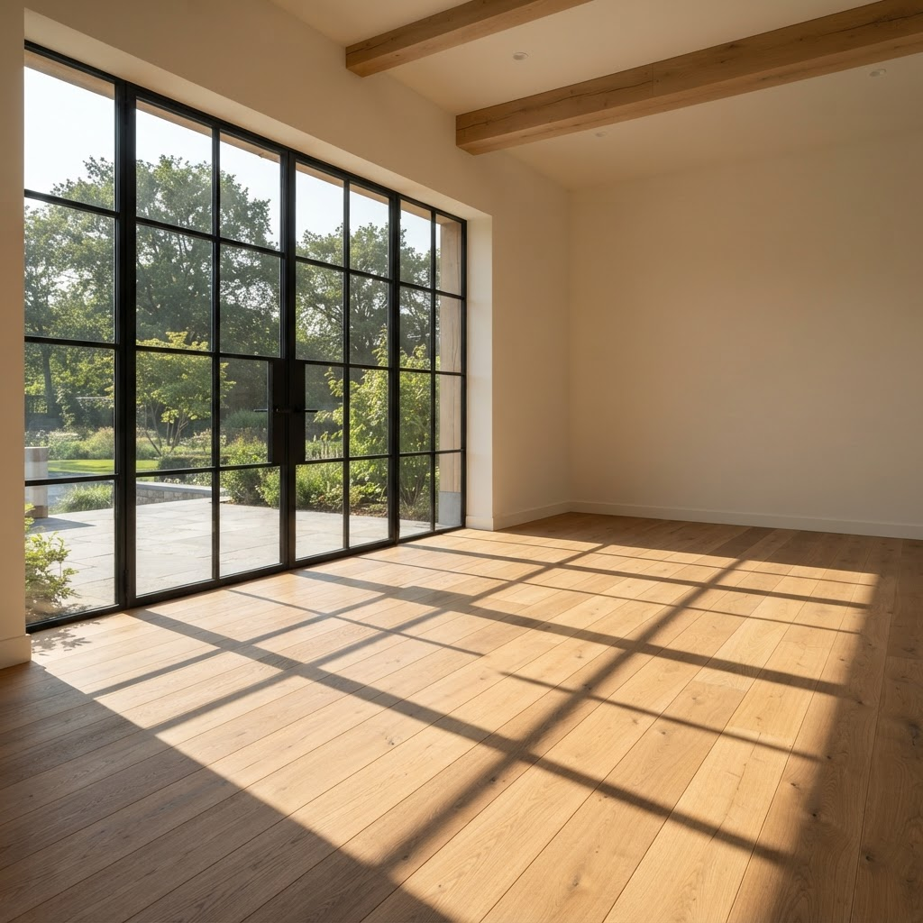 Living room concept showing new hardwood flooring