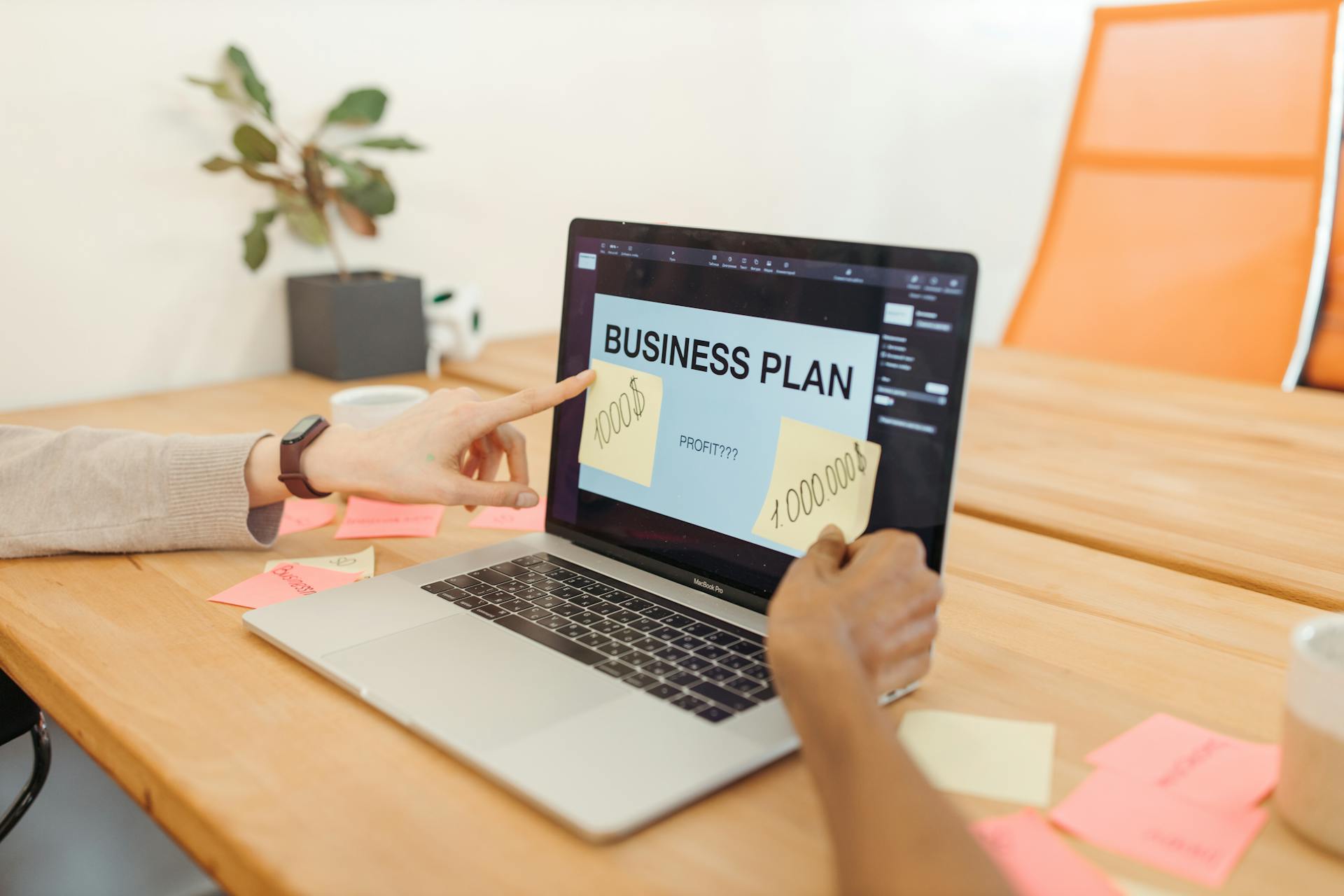 a business plan template on a laptop screen